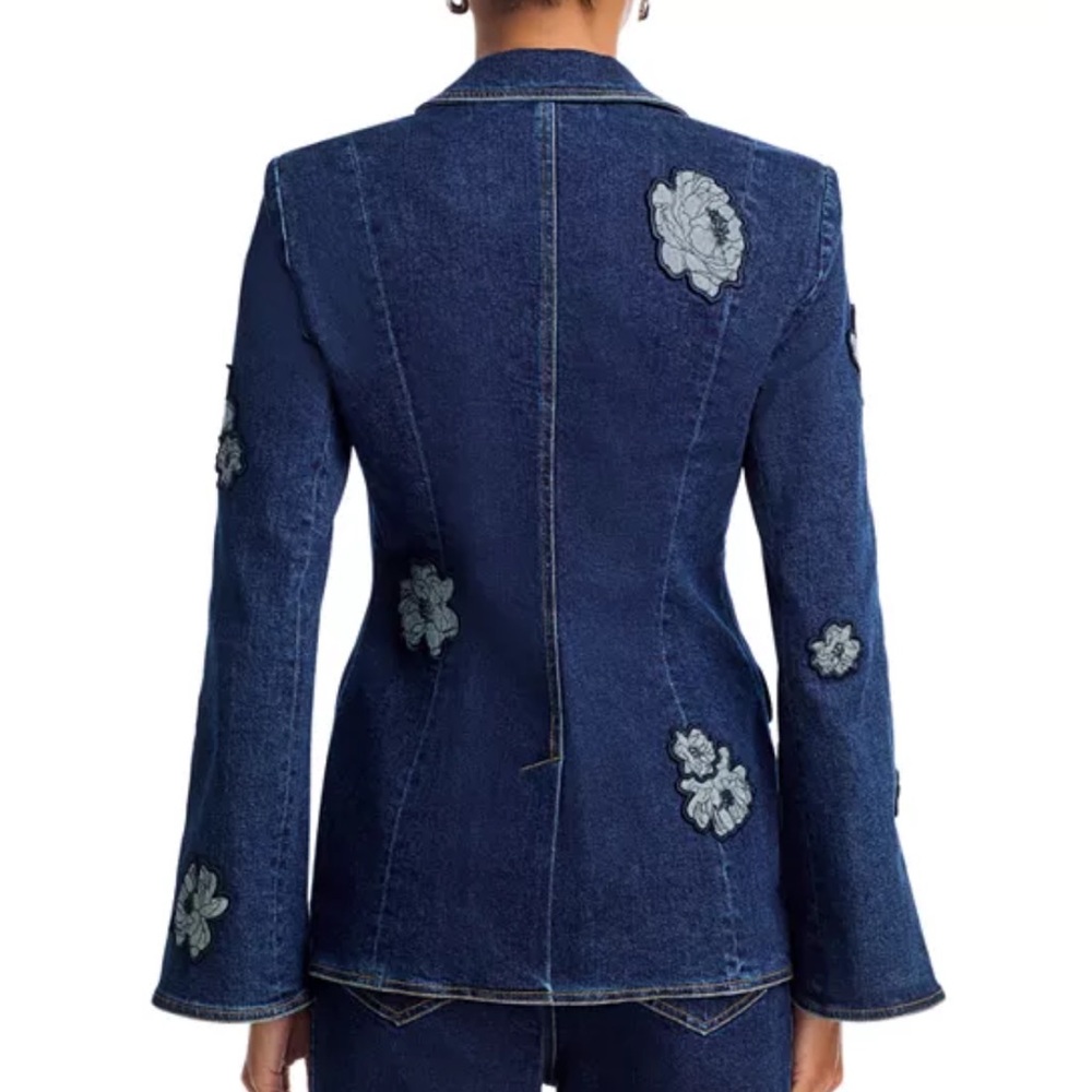 NWT Cinq à Sept Mills Denim Appliqué Blazer - Picture 2 of 10